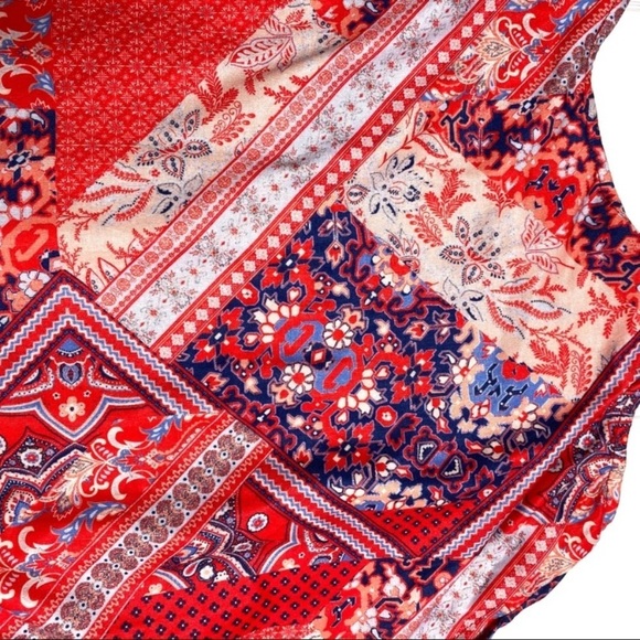 Asos Floral with Paisley Print Red Drape Midi Dress in Red - Picture 8 of 8